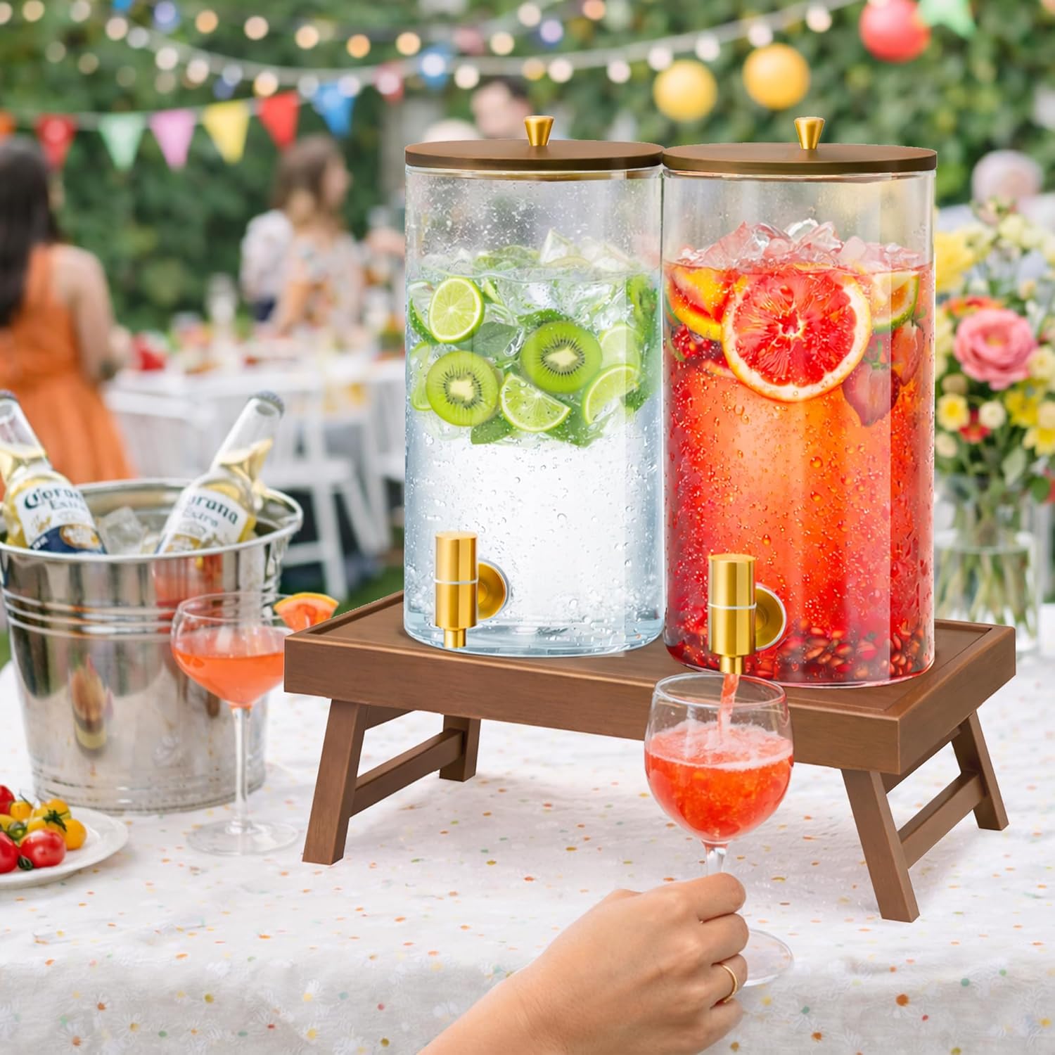 2PCS Glass Drink Dispenser 1.5 Gallons, Large Glass Cold Beverage Dispensers with Foldable Stand and Spout, Drink Dispenser for Parties, Bars and Home - Image 7