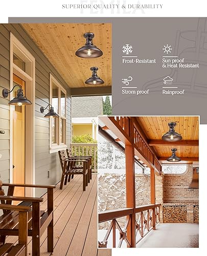 Miniatura 4 de FEMILA 4FY15-F ORB - Lámpara de techo semiempotrada de 12 pulgadas para pasillo, porche, lavandería, vestíbulo, acabado de bronce aceitado, 4FY15-F