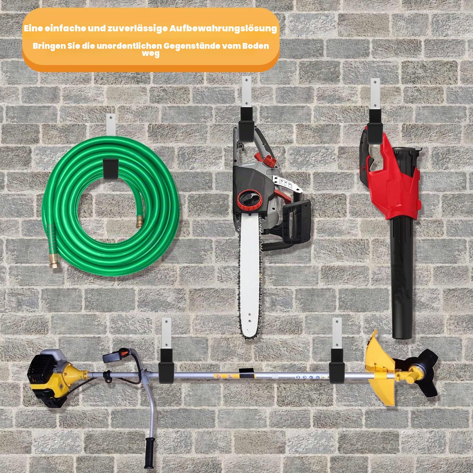 Robuste Haken für Garage, Aufbewahrung, Utility-Haken, Wandhalterung, Garagenhaken, strapazierfähig, Garagen-Wandhaken, Leiterhaken, Laubgebläse-Aufhänger (2 kleine und 2 mittel)
