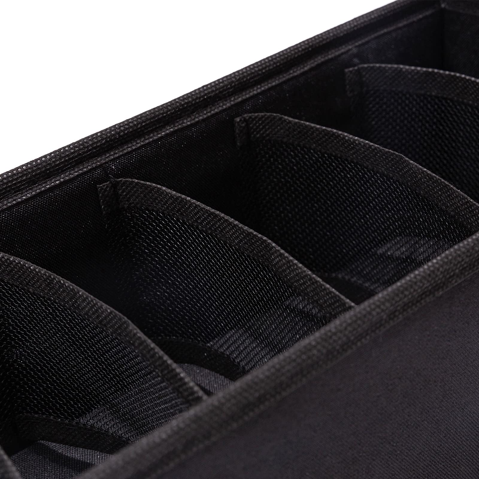Qozary Lot de 3 séparateurs de tiroir pour chaussettes, sous-vêtements, cravate, ceinture, chambre à coucher (noir, 6 compartiments)