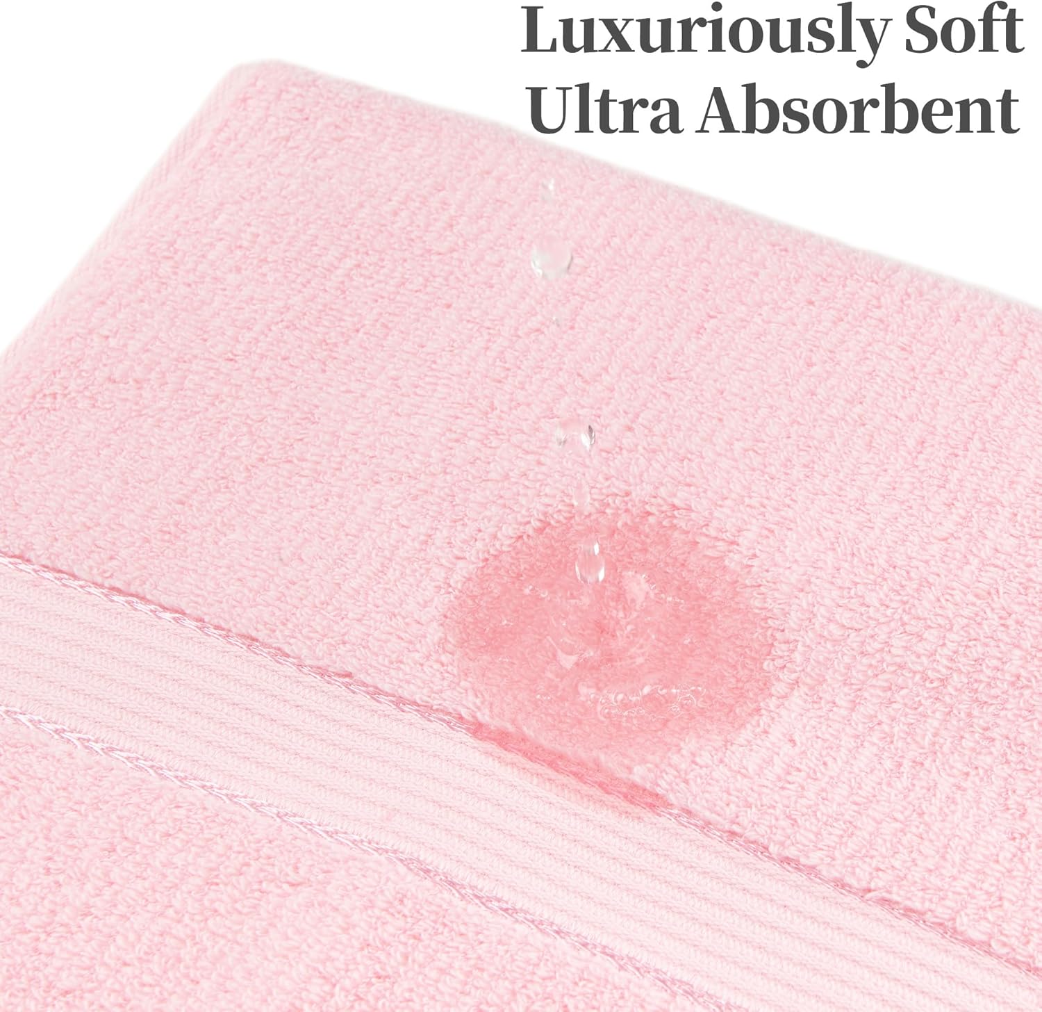 VOOVA & MOVAS 4PC Quick-Dry Hand Towels, Highly Absorbent & Soft, 100% Cotton 500GSM (32"x16") - Thick Face Towel Set for Bathroom, Hotel, Spa, Shower, Baby Pink