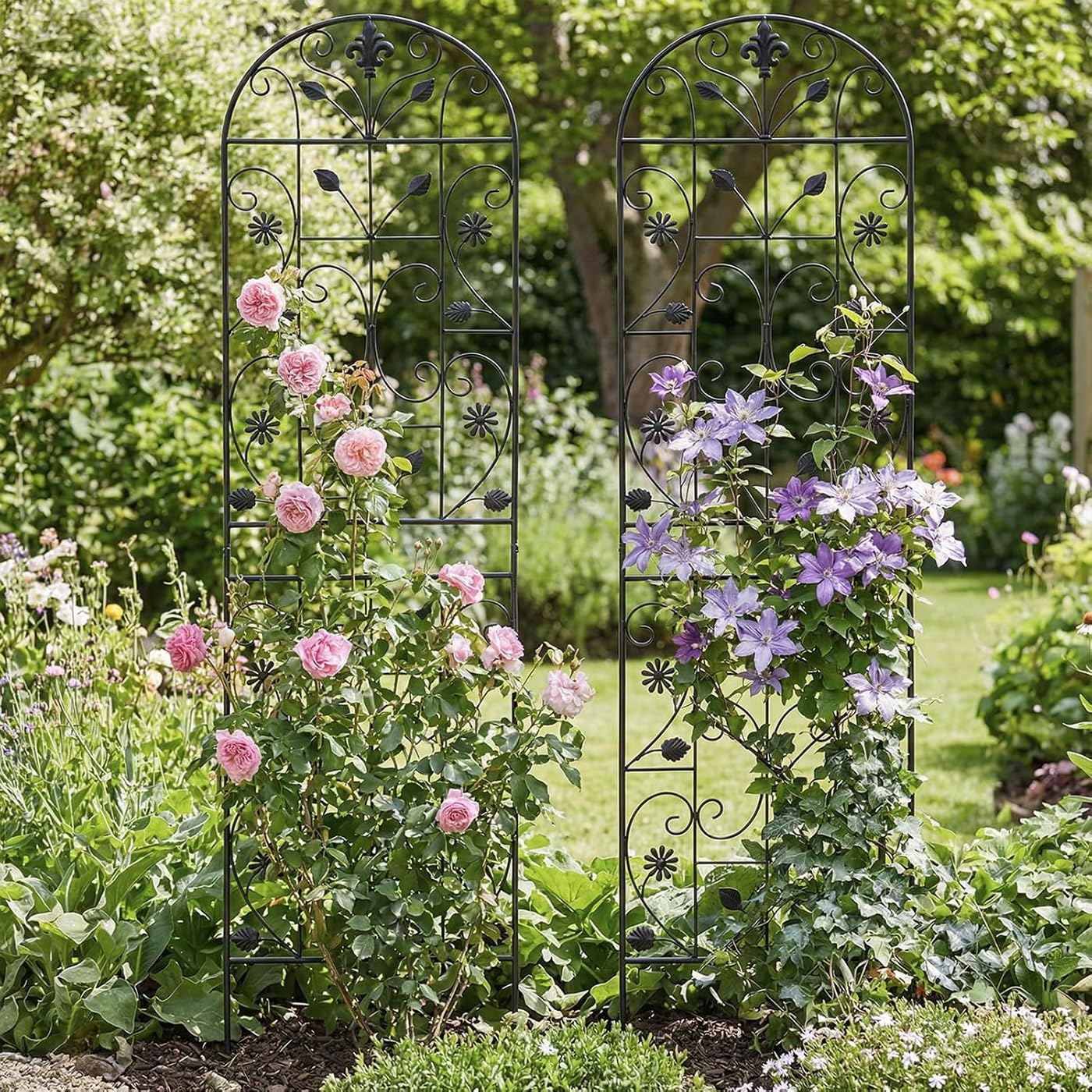 Traliccio per piante rampicanti all'aperto, supporto per clematidi, cetrioli, rose, recinzione da giardino, arco decorativo per cortili, durevole