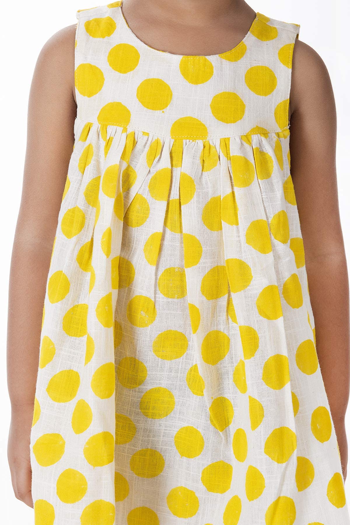Chheent Girls Cotton Sleeveless Frock β Yellow Polka Dots (2-3 Years) 3