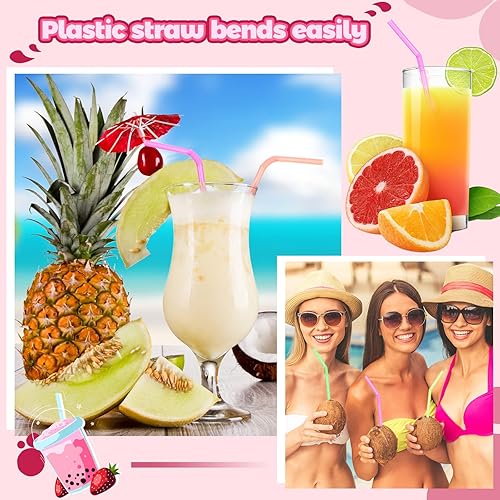 Miniatura 6 de 1000 pajitas surtidas sin envolver, pajitas largas de plástico desechables, pajitas de plástico brillantes, pajitas de cono de nieve (colores