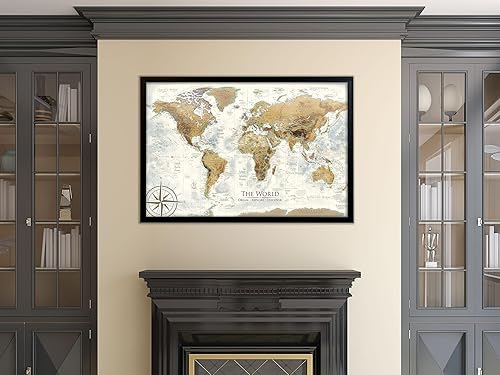 Miniatura 4 de Mapa de viaje del mundo personalizado con alfileres, lienzo estirado de pared grande, póster enrollado o mapa enmarcado, mapas del mundo para pared,