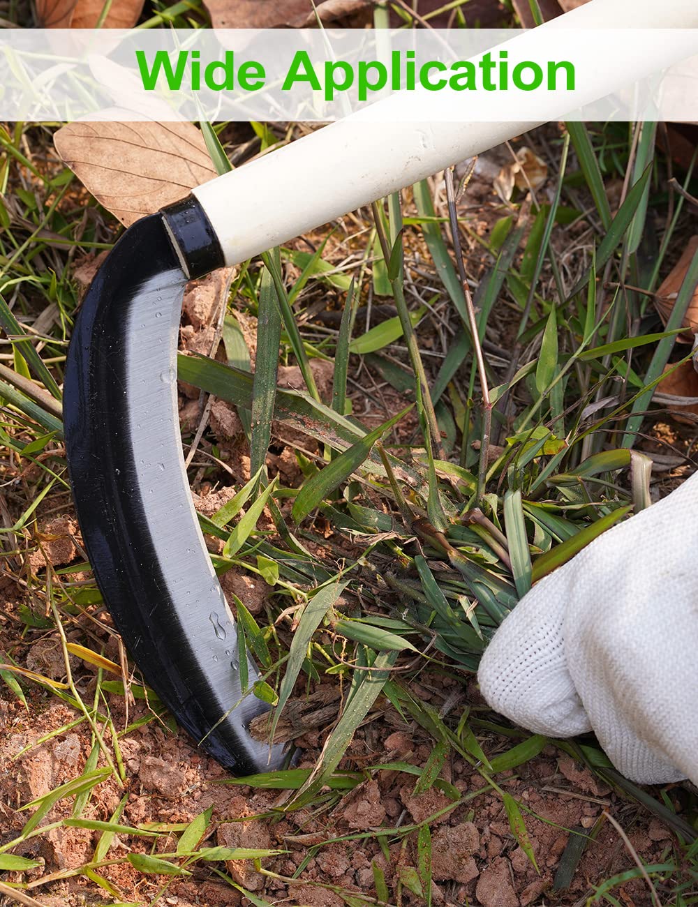 TOYPOPOR Sierp do trawy ze stali węglowej, 38 cm, japońskie ogrodnictwo, narzędzie ręczne do hodowli, narzędzie do usuwania chwastów, nóż do koszenia, ręczny nóż do koszenia, grube ostrze ogrodnicze