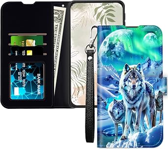Wallet Case for iPhone 17 Air, with RFID Blocking Card Slots Stand - Leather Flip Cover for Women Men Shockproof Protective for iPhone 17 Air 6.6 inch 2025 Case,Arctic Wolves