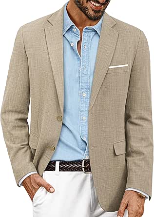 A Good Brand PJ Paul Jones Men's Casual Linen Blazer Jacket - Lightweight, Breathable Sport Coat For Summer Linen Pants - 14