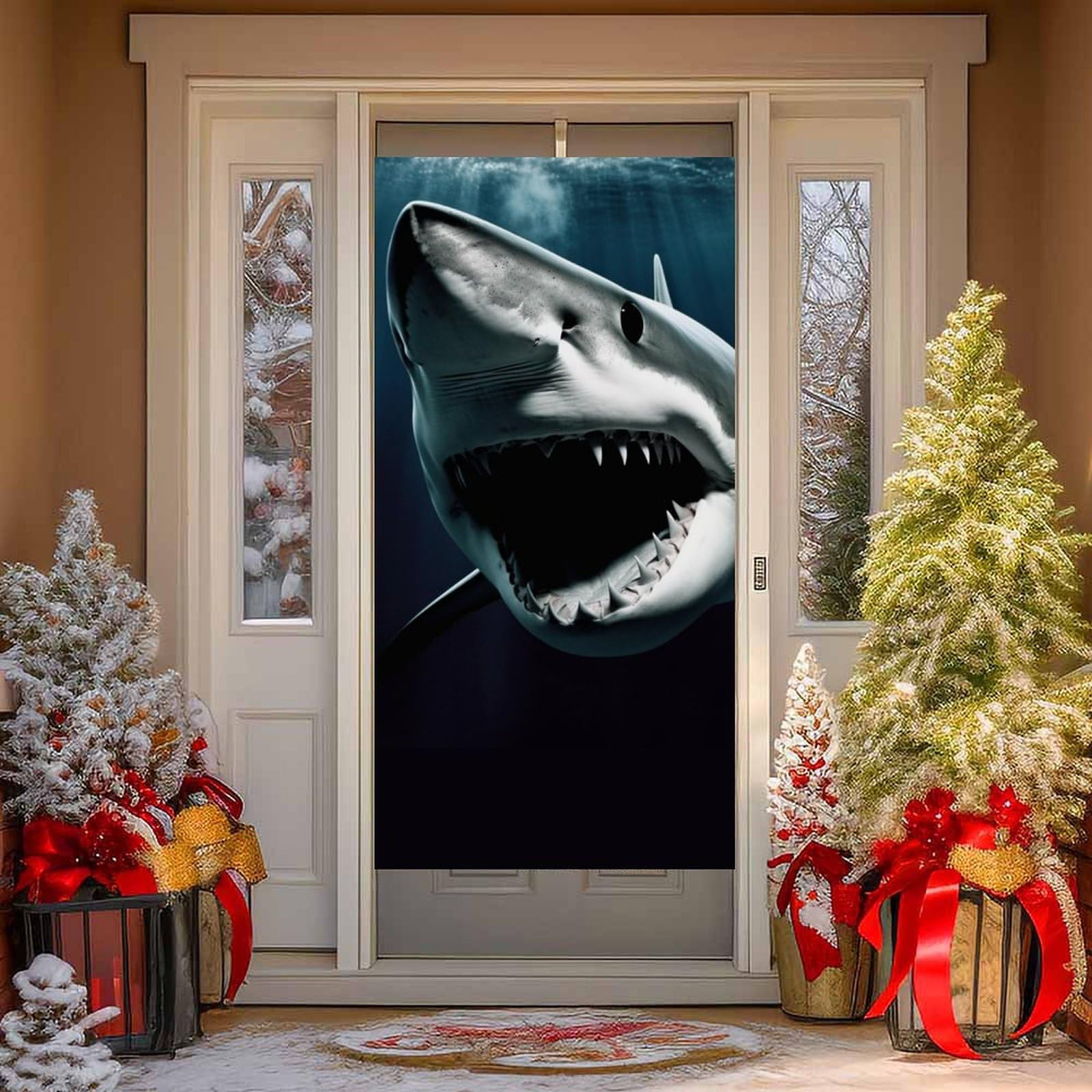 NTVOWPZO Shark Door Curtains for Doorway Privacy Dividers Door Banner Blackout Curtains Fabric Door Window Curtain for Home Bedroom Kitchen Decor 35.4x70.9 in Decorative Banner
