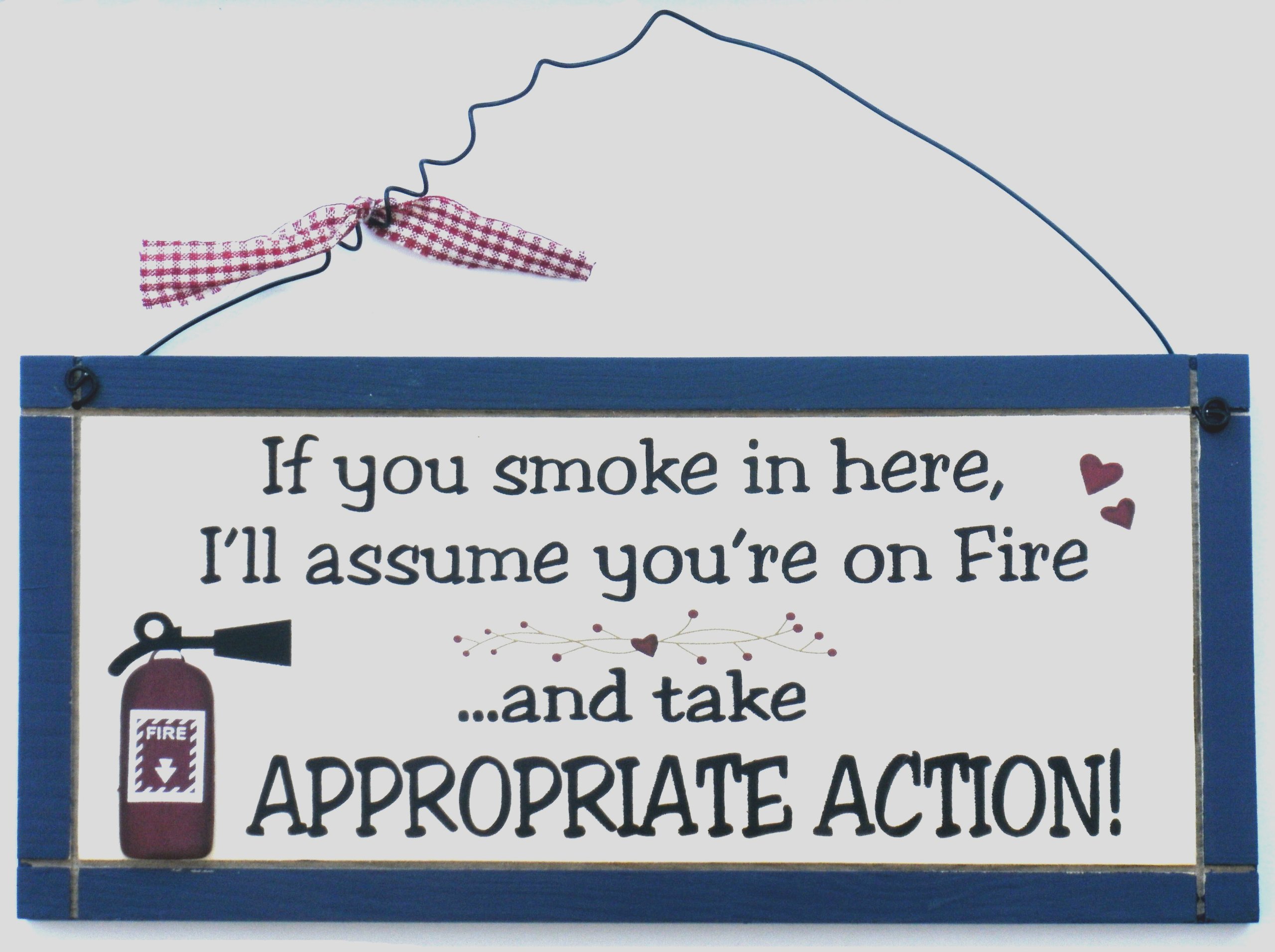 Heartwarmers Blue No Smoking Wooden Plaque - Wooden Plaque