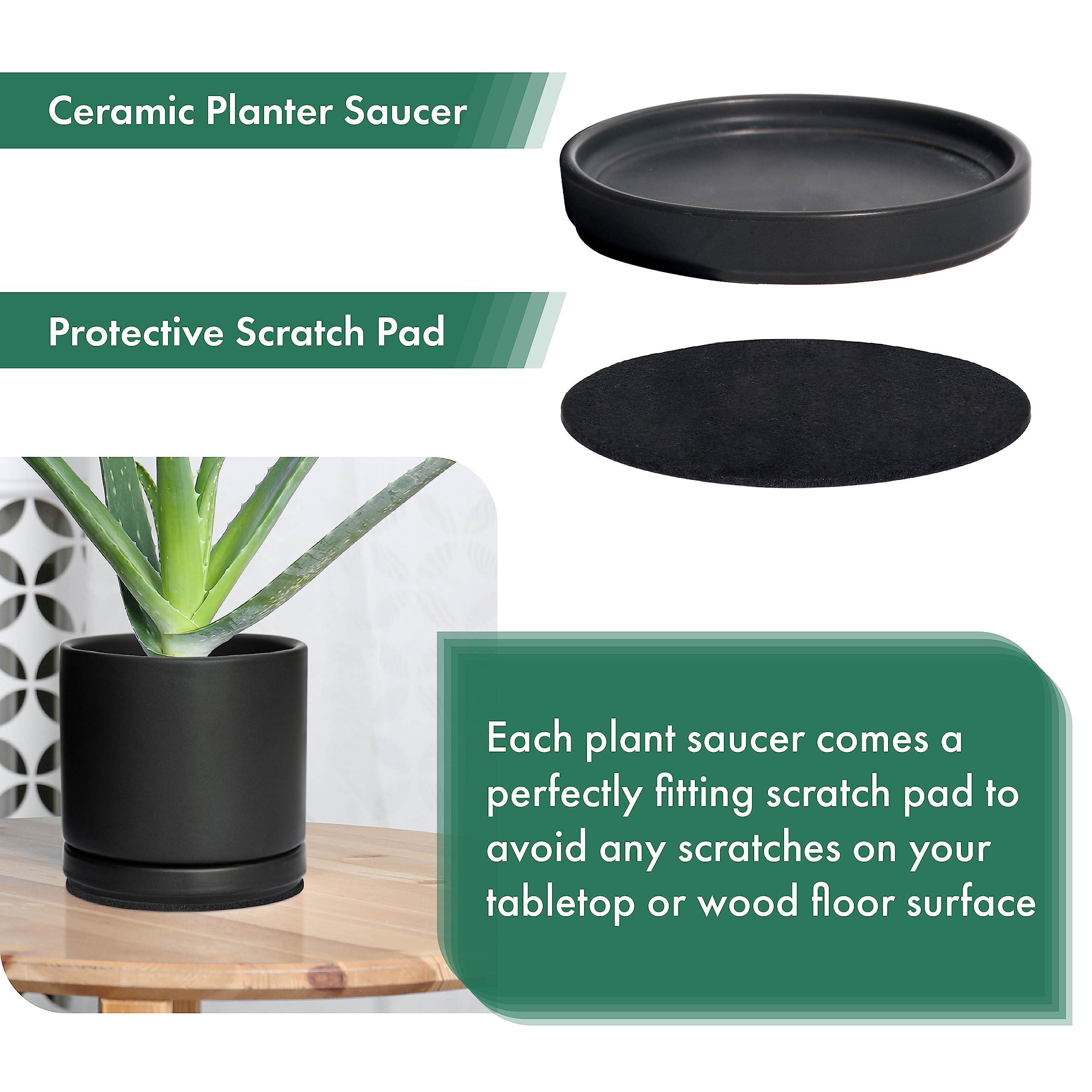 Black Ceramic Plant Saucer - Drainage Tray -7