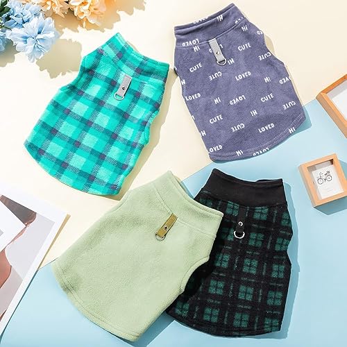 Miniatura 4 de Suéter de tela de invierno para perro con anillo para correa, chaleco de forro polar para perro, chaqueta cálida para mascotas, ropa para cachorros,