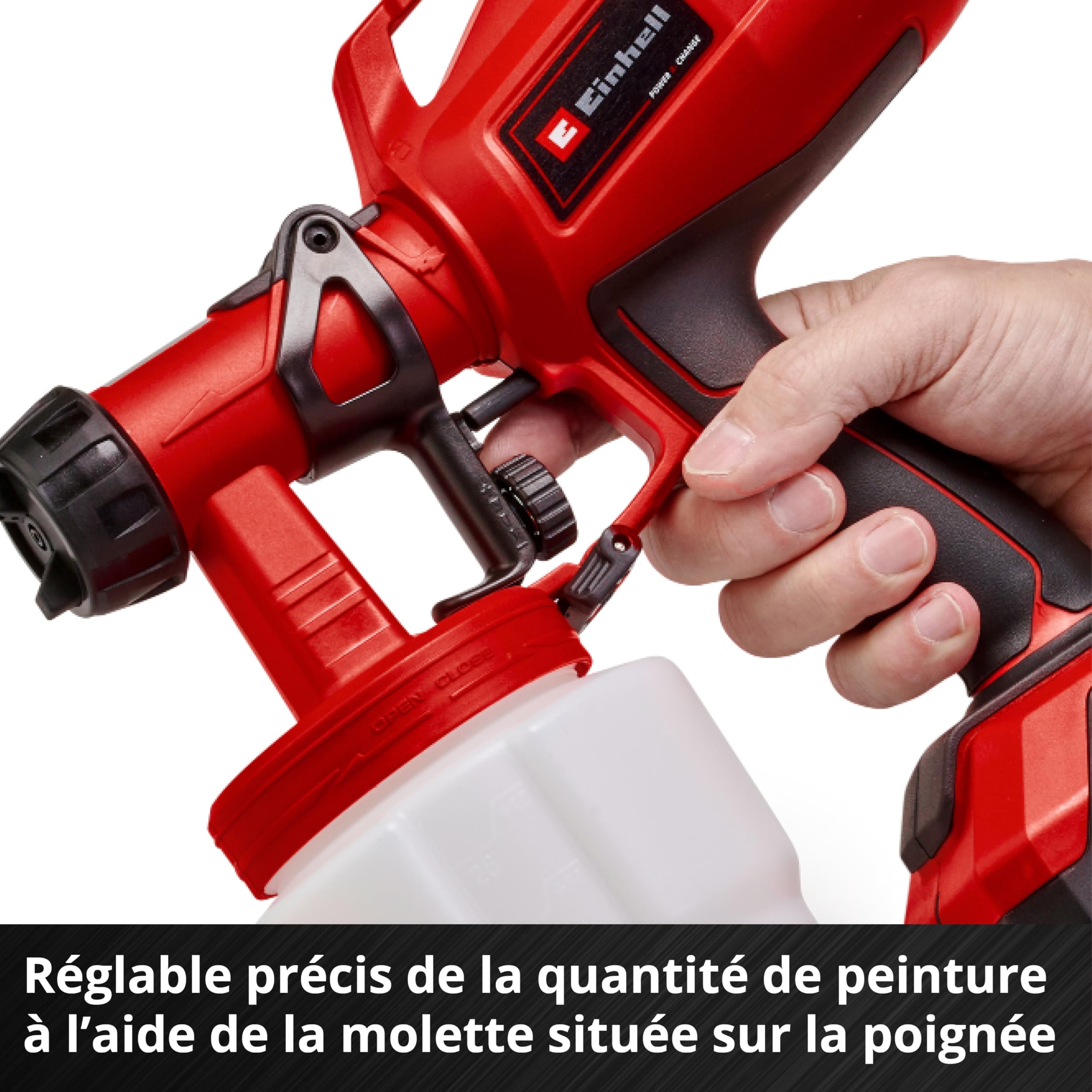 Einhell Pistolet à Peinture sans Fil TC-SY 18/60 Li Solo - Power X-Change (18V, réservoir 100mL, 2 Buses) Livré sans Batterie ni Chargeur