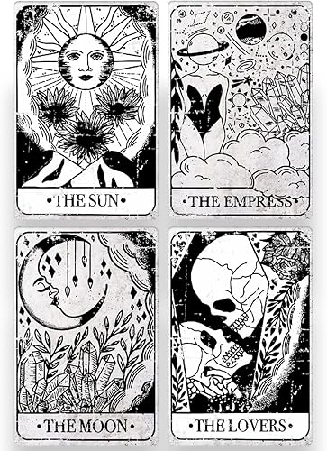 BEASTZHENG Divertidas cartas de tarot de metal para decoración de pared, vintage, el sol y la luna, decoración de astrología, regalos