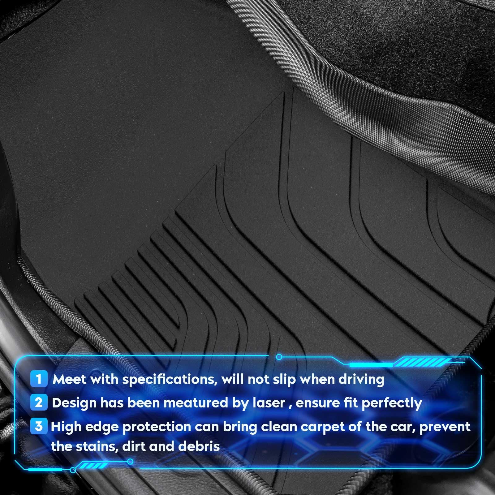 TadaMark Floor Mats Cargo Liner Fit for Chevrolet for Equinox Fit for GMC for Terrain 2018-2024 Black Deep — view 2