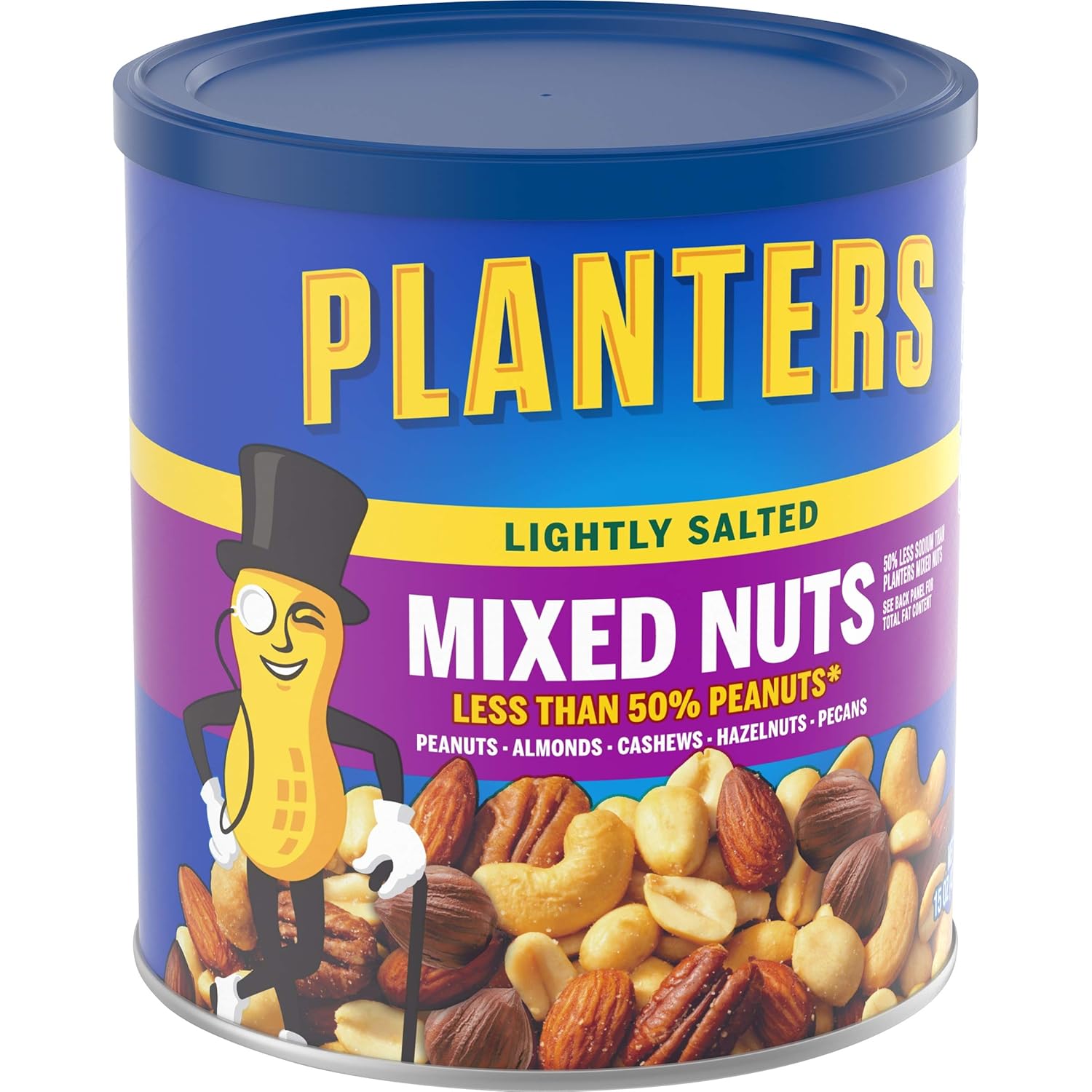 Planters Mixed Nuts, Lightly Salted, 15 Ounce Canister (Pack of 3)