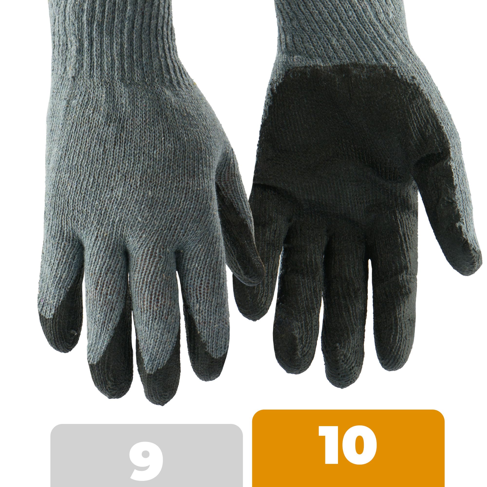 Rękawce Robocze Szaro-Czarne Rozmiar 10(XL) ZESTAW 120 Par Solidne Rękawiczki z Powłoką Lateksową Wytrzymałe i Wygodne z Dzianiny Bawełnianej Unisex Odporne na Ścieranie