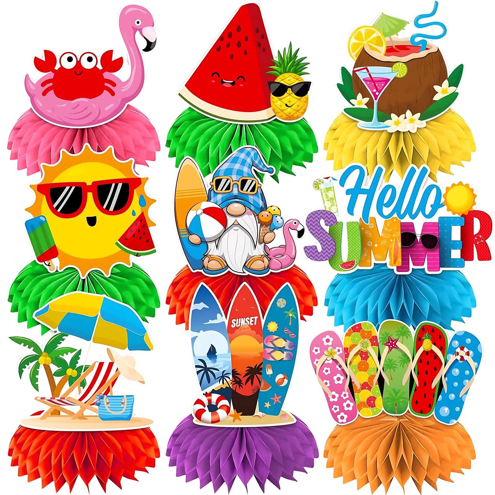 LandReCol Beach Party Deko - 9-teiliges Hawaii Set