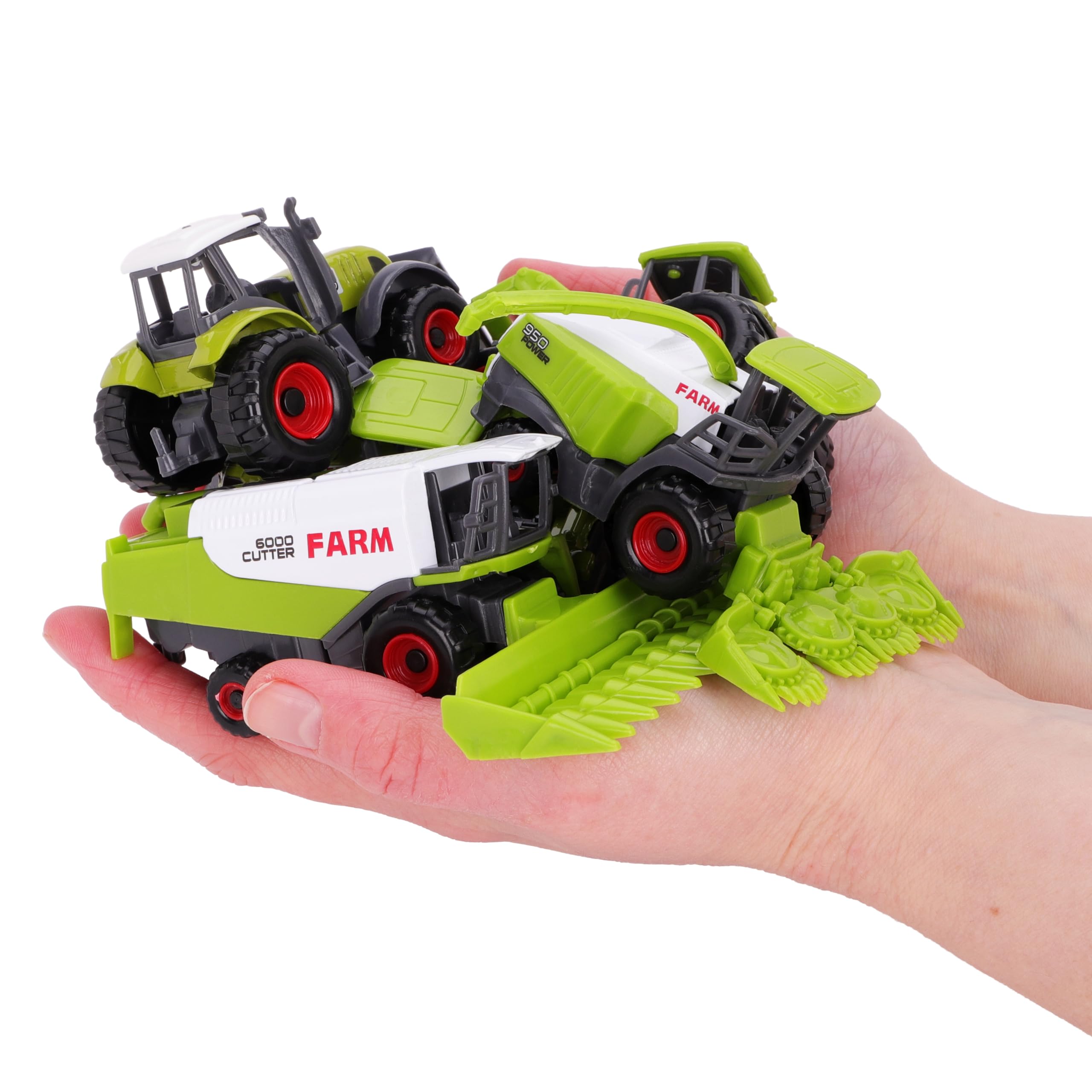Toyland® Set di 5 giocattoli per macchine agricole in metallo pressofuso verde - circa 4,5 cm ciascuno - Include trattori, mietitrebbie e altro!