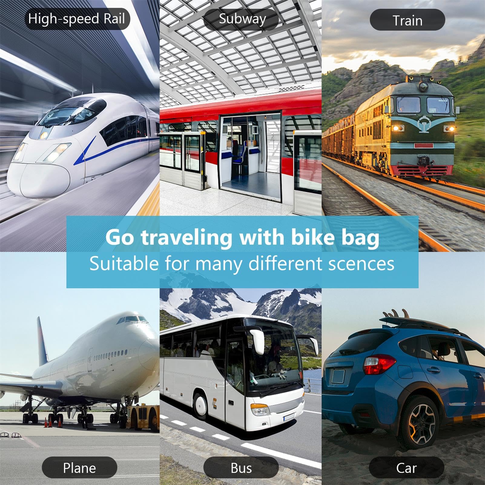 Bolsa de Transporte para Bicicleta de 26 Pulgadas 1680D Oxford Plegable Bolsa de Almacenamiento Bicicleta Bolse de Viaje para Avión, Viajes en Tren