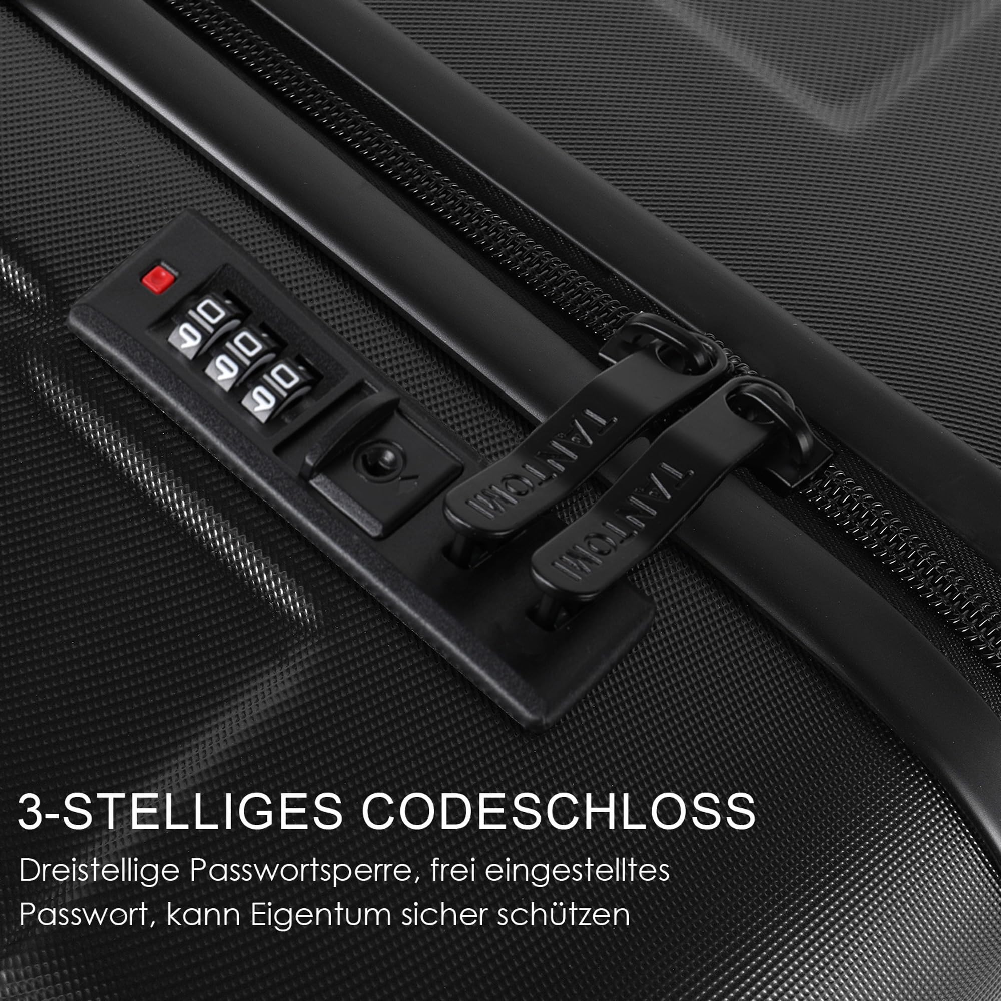 TANTOMI Koffer Mittelgroß, 24 Zoll Hartschalenkoffer, Trolley, Leichter ABS-Rollkoffer, Reisekoffer mit 4×360°-Rollen, 3-Stelliges Zahlenschloss (Schwarz, 65L)