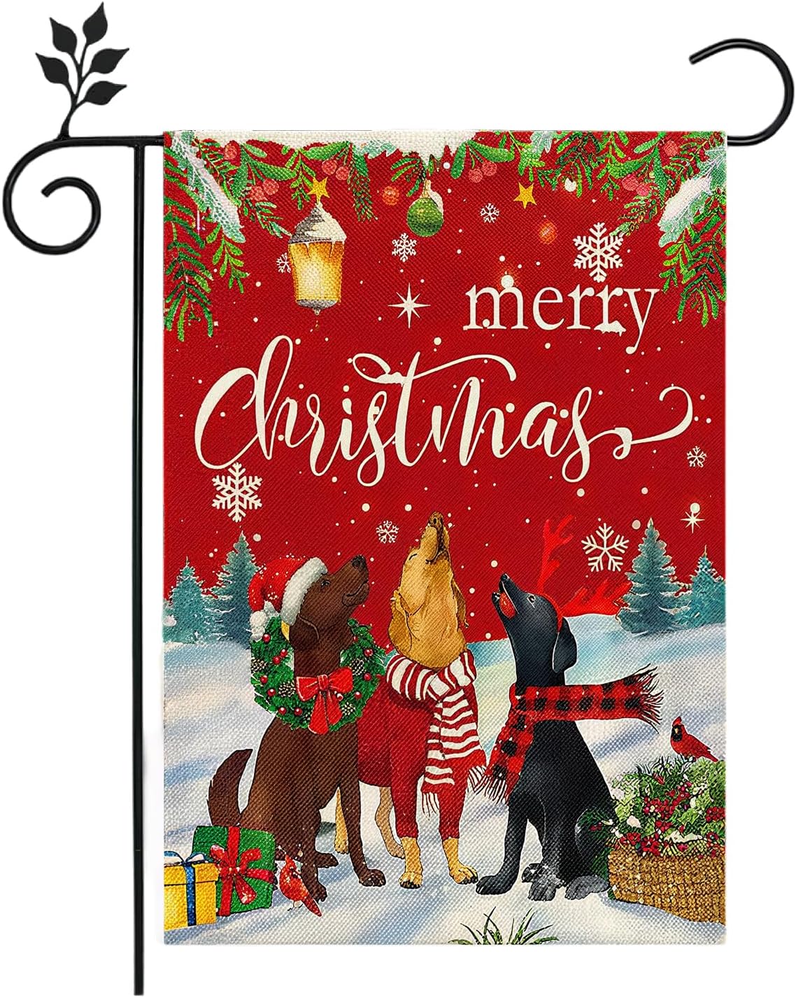 Christmas Dogs Garden Flag 12x18 inch Double Sided christmas winter Decorations Burlap Yard Flag