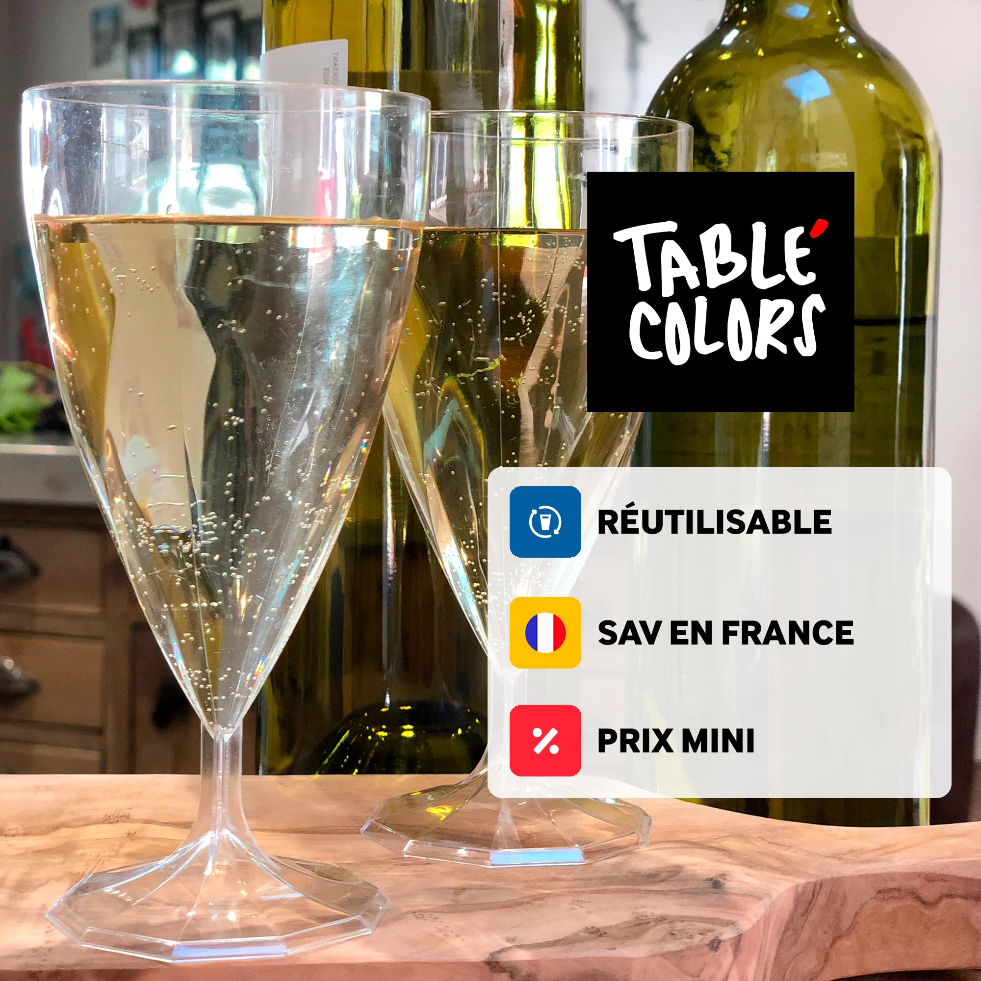 Table'Colors Pack de 54 Verres Torsadés - Design Élégant, Matière Recyclable et Réutilisable - Idéal pour Dégustation de Vins - Effet Spirale (Vin, 18 cl)