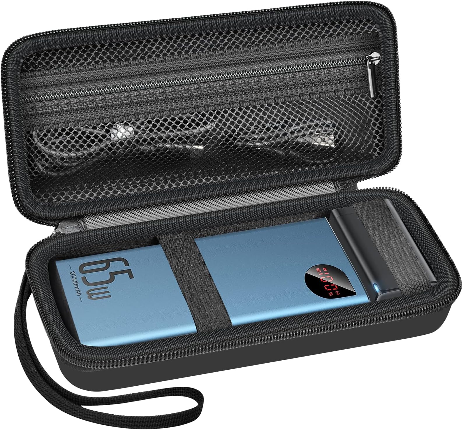 ANKHOH Travel Case for Baseus/for LOVELEDI Power Bank/for Anker Portable Charger 325, Laptop Charging USB Battery Pack Storage Holder Bag with Pocket for Adapter&Cable, Black-Box Only