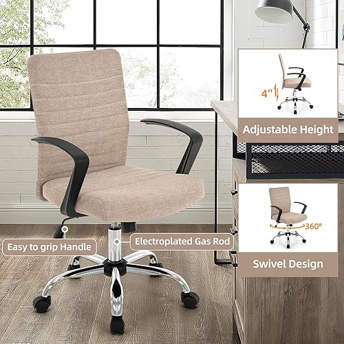 Miniatura 7 de 422 Silla de oficina acanalada con respaldo alto, ergonómicamente diseñada con reposabrazos, sillas giratorias ejecutivas para computadora con