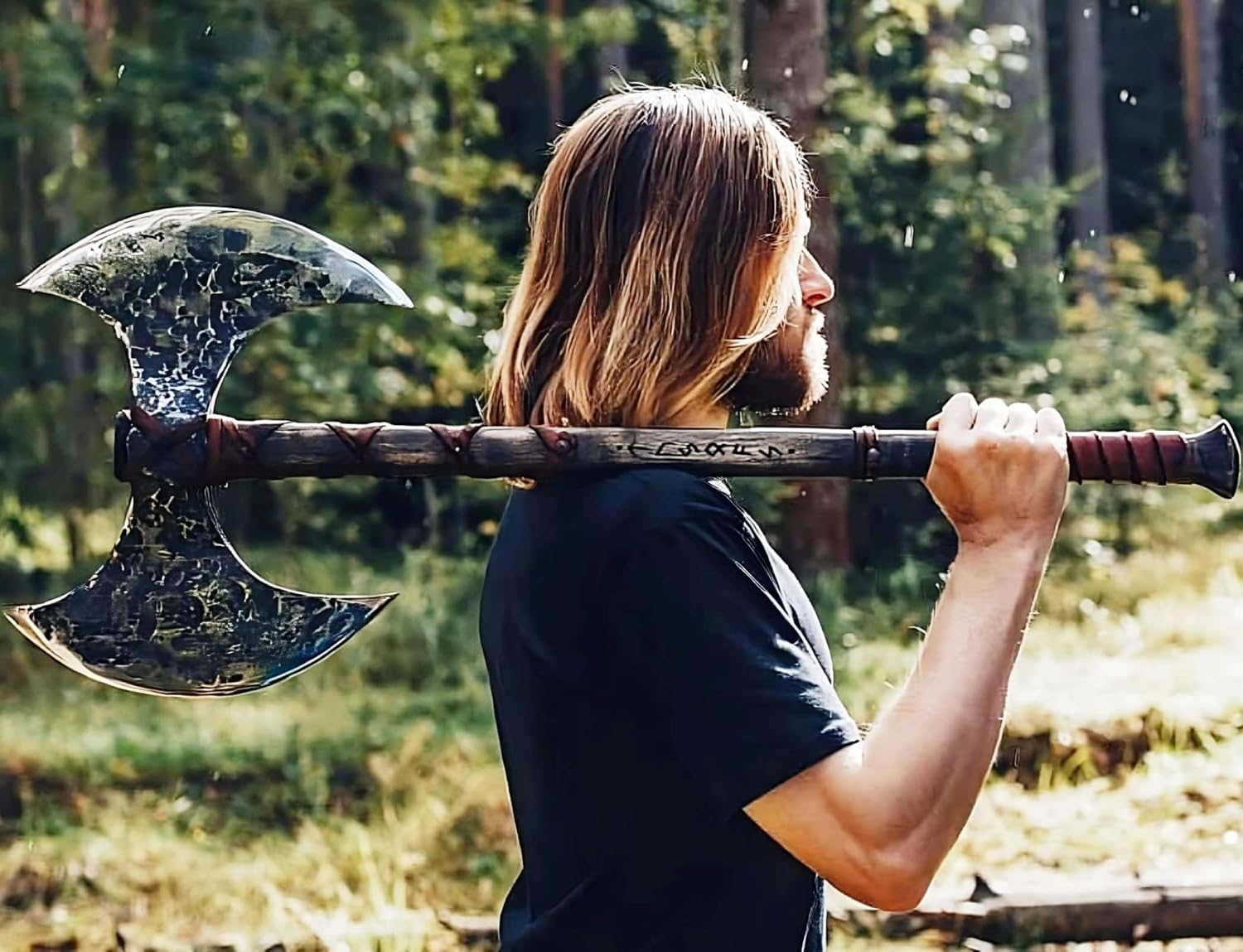 FS Crafts AxeVS002 36" Double Edged Battle Axe Two Hand