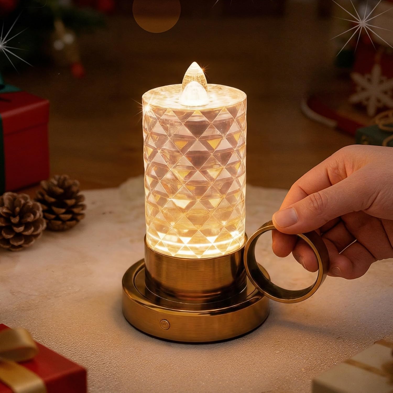 L LOHAS LED Flameless Candles, 3 Level Brightness Adjustable, 1000mAh Rechargeable Battery Operated Candles, 3000K Soft White, Fake Candles for Valentines Aniversary Wedding, 3.54"x2.95"x7.75", 2 Pack