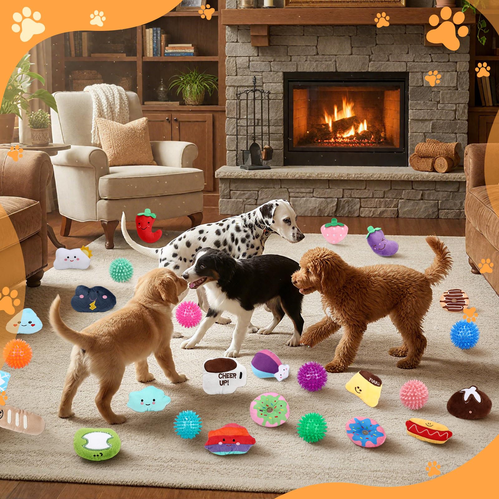 Hungdao Lot de 80 jouets couineurs en vrac pour chiens de petite et moyenne taille - Jouets en peluche avec couineurs pour chiots et chiots (style tendance)