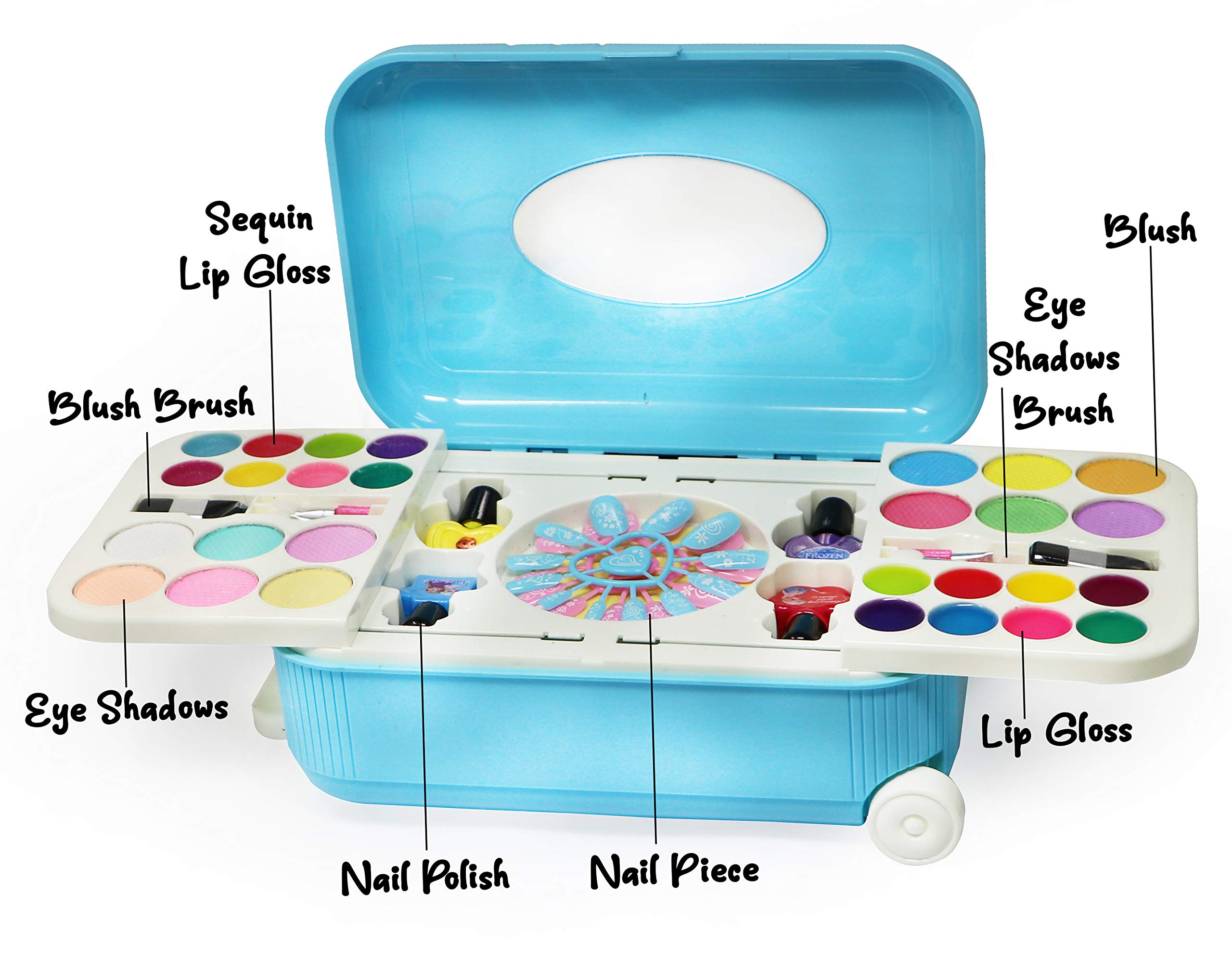 Zest 4 Toyz 2 in 1 Cosmetic Makeup Palette and Nail Art Kit for Kids with Portable Trolly Bag | Pretend Play Toy for Girls -Plastic , Multicolor - Image 8 thumbnail