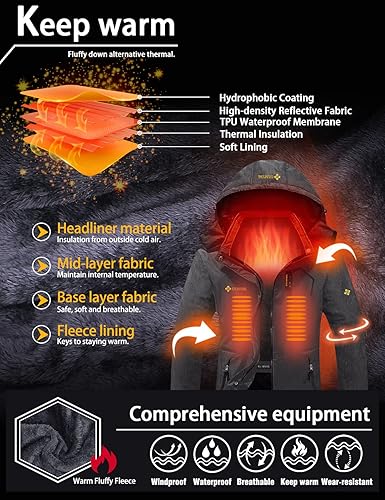 Miniatura 4 de GEMYSE - Chaqueta de esquí para mujer, diseño cálido de invierno, impermeable, para la nieve, con capucha, resistente al viento, rompevientos, para
