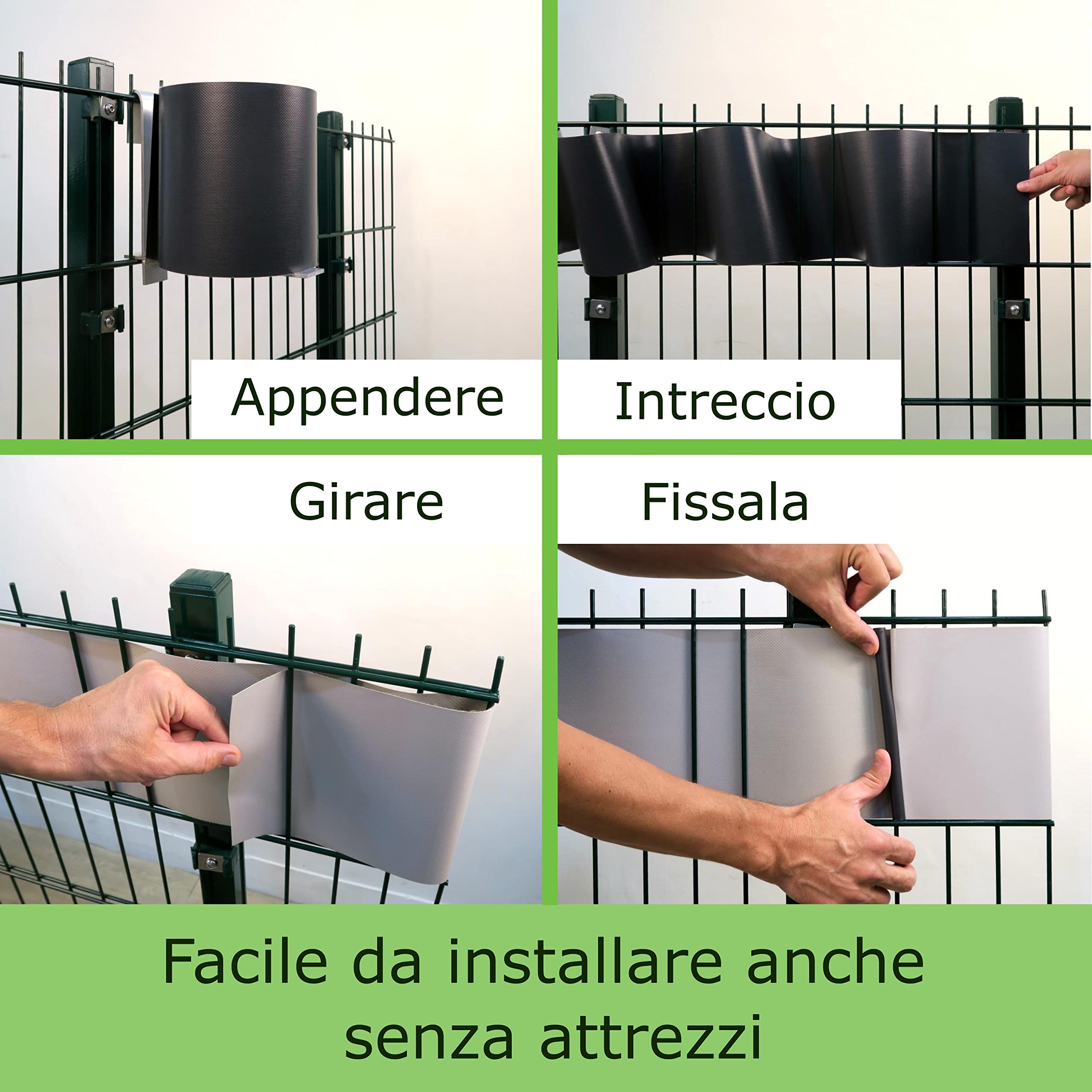 Workinghouse Telo Frangivista in PVC per Rete a Doppia Sbarra - 650g/m² 35m x 19cm - Schermo per la privacy della recinzione, Foglio di recinzione, Recinzione da giardino
