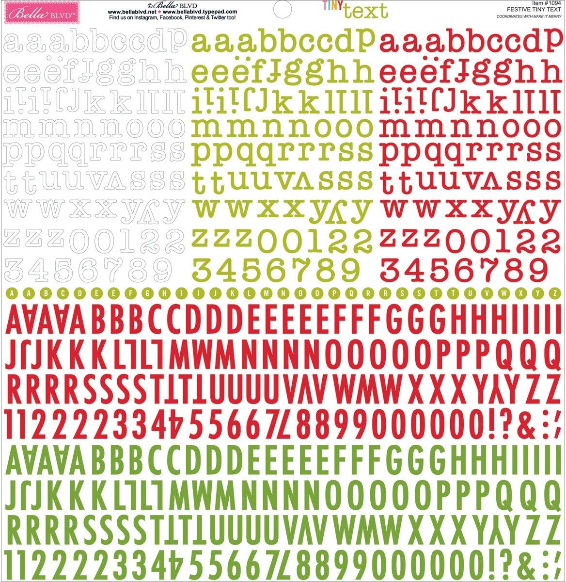 Tiny Text Cardstock Alphabet Stickers 12"X12"-Festive