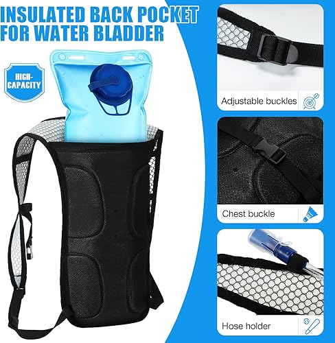 Miniatura 4 de Paquete de 2 mochilas de hidratación con bolsa de agua de 2 l, mochila de agua de hidratación con vejiga de hidratación, senderismo, correr,