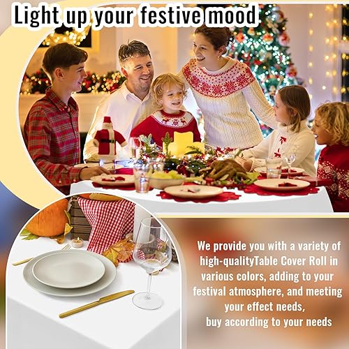 Miniatura 6 de 2 manteles de plástico desechables de 40 pulgadas x 300 pies, rollo de banquete para graduación, picnic, boda, cumpleaños, carnaval, circo, fiesta,