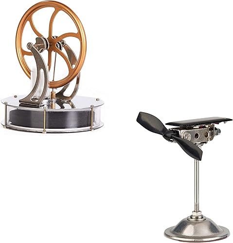 Sunnytech Juguete creativo LT001-WJ154 de la hélice del negro de la hélice del molino de viento de la energía solar de Stirling de la baja