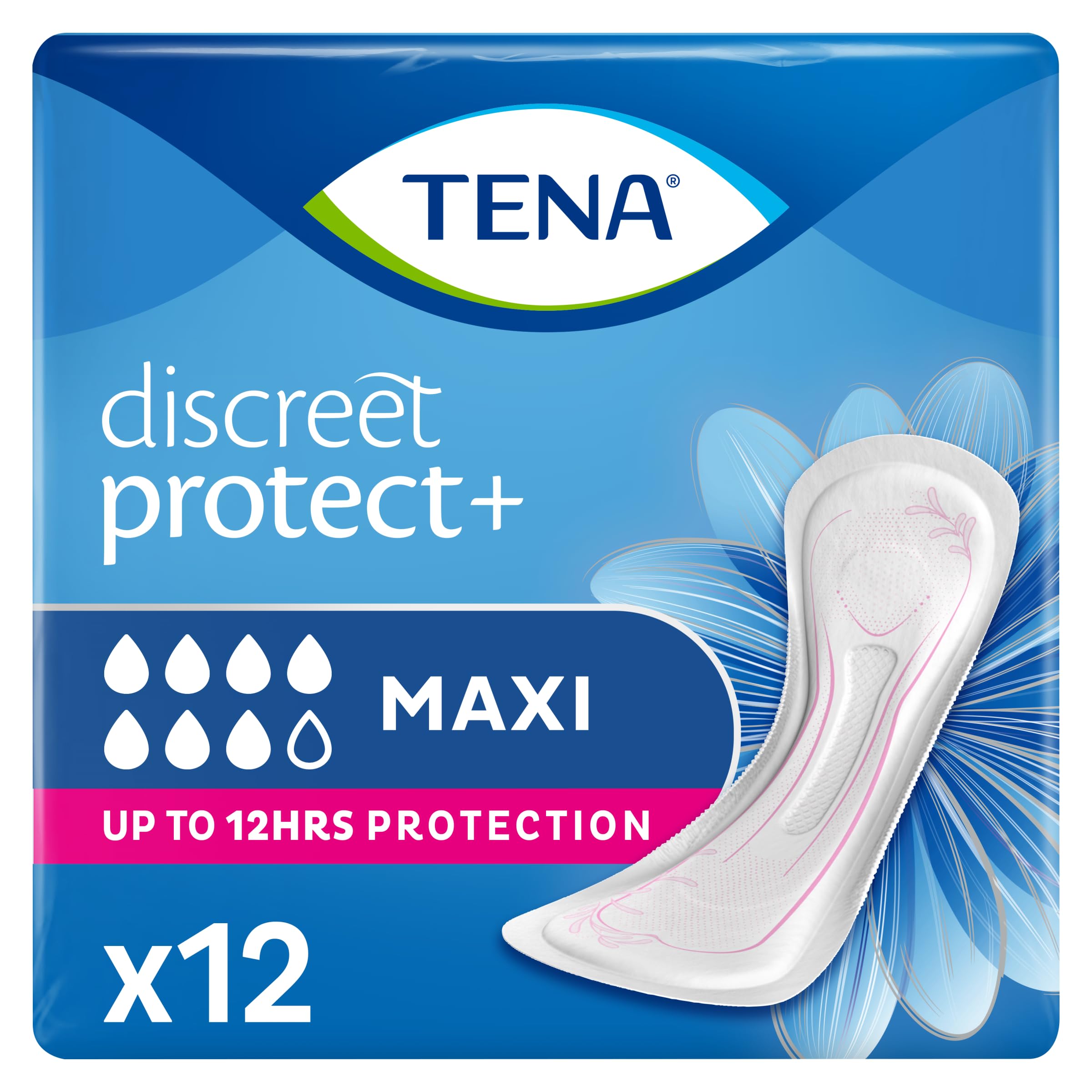 TENA Discreet Protect+ Maxi Incontinence Pads (12 Count)