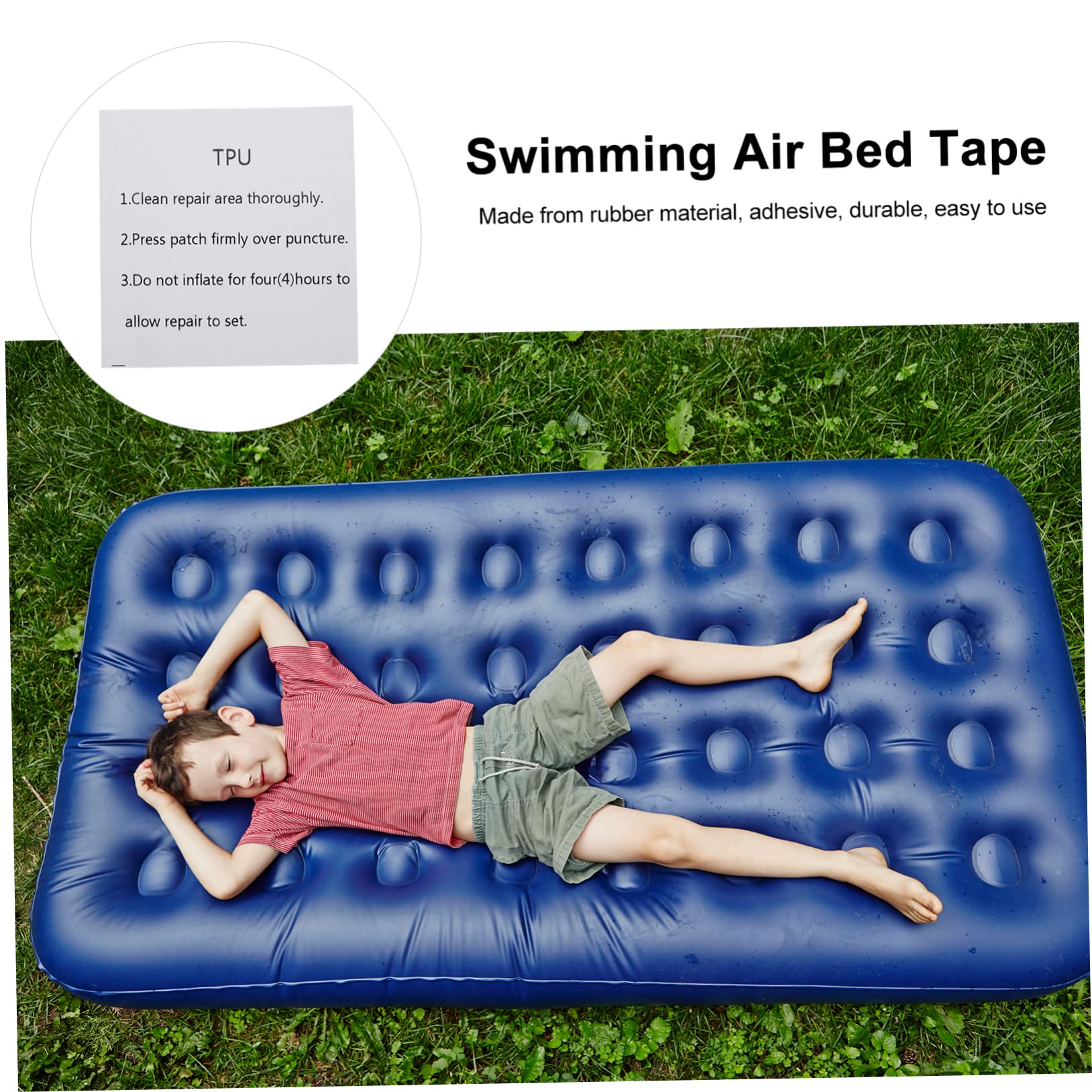 Balacoo PVC Repair Tape 20 Sheets Air Bed Patch for Inflatable Pool Swimming Air Bed Tape Inflatable Toys Patch Strong Adhesive Lightweight