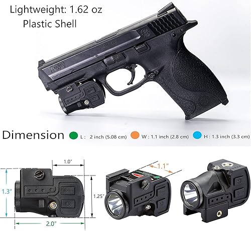 Miniatura 2 de Vista láser táctica para pistola, combo de luz láser verde, láseres de pistola Airsoft con carga magnética y función estroboscópica, linterna láser