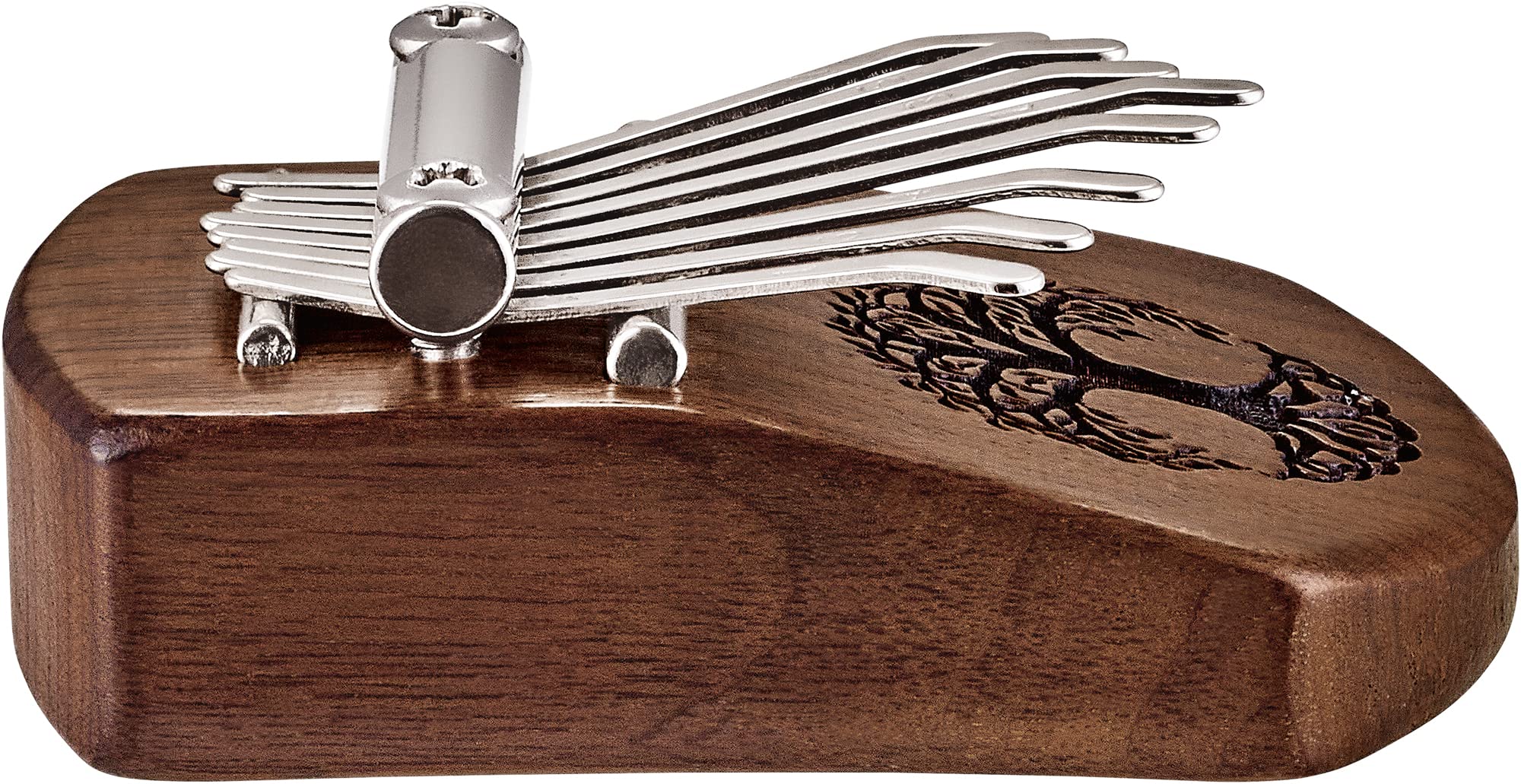 Sonic Energy Solid Body Kalimba – 8 note in C Major – Per Meditazione, Yoga e Percussioni – Legno di Noce Scuro, Tree of Life Relief (KL801TOL)