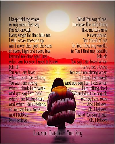 Miniatura 1 de Lauren Daigle-"I Believe" You Say Song Lyrics Wall Art -11 x 14" Worship Music Poster Print-Ready to Frame. Inspirational