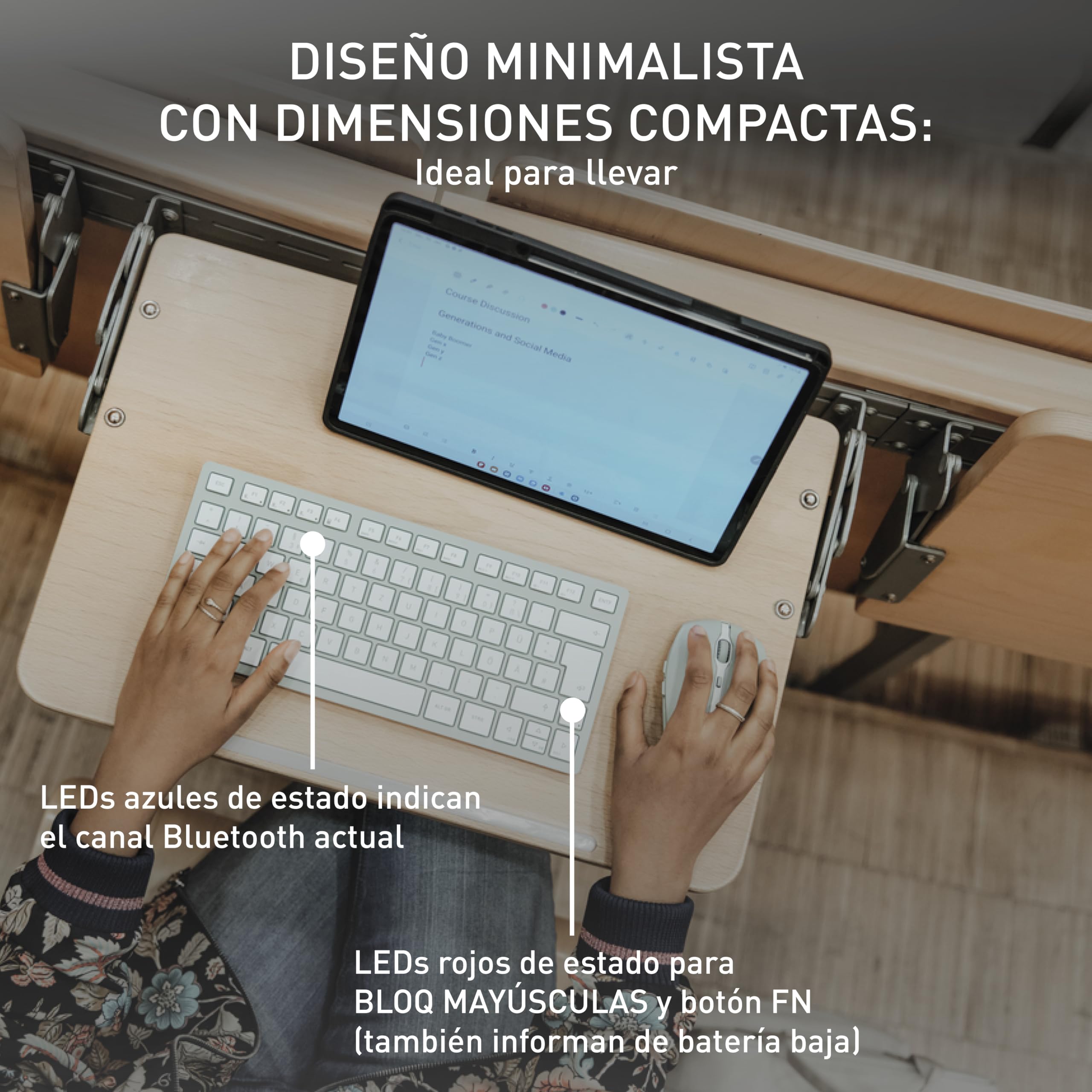 Cherry KW 7100 Mini BT, Teclado Compacto Multidispositivo con 3 Canales Bluetooth, Distribución de Teclado Alemán (QWERTZ), Diseño Plano, Incluye Funda de Transporte, Slate Blue