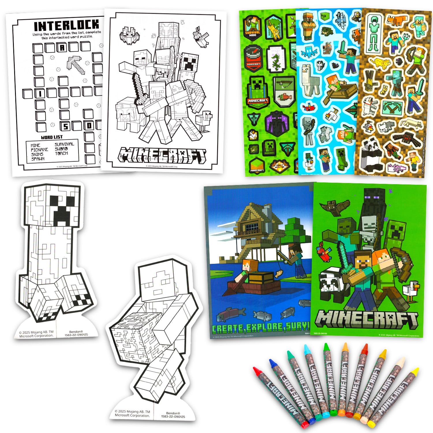 Minecraft Ultimatives Aktivitäts-Set – Kunst- und Bastel-Set mit Malbüchern, Aufklebern, Spielen, Puzzles, Zeichnen und mehr | Minecraft Aktivitäten für Jungen, Kinder