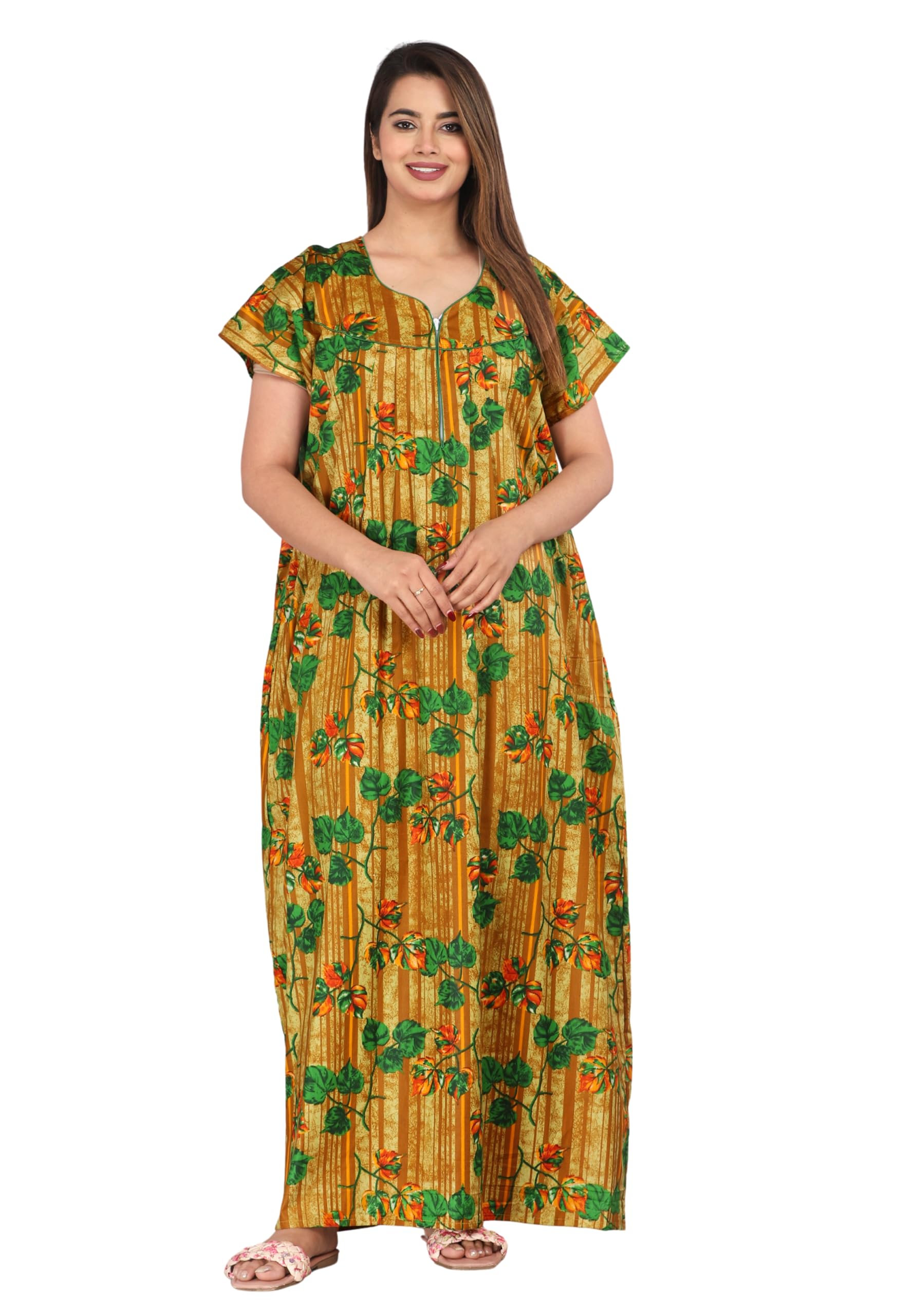 Women's Cotton Floral Printed Nighty | Soft & Comfortable Long Night Gown for Ladies | Free Size Nightwear for Daily & Lounge Wear-image-33