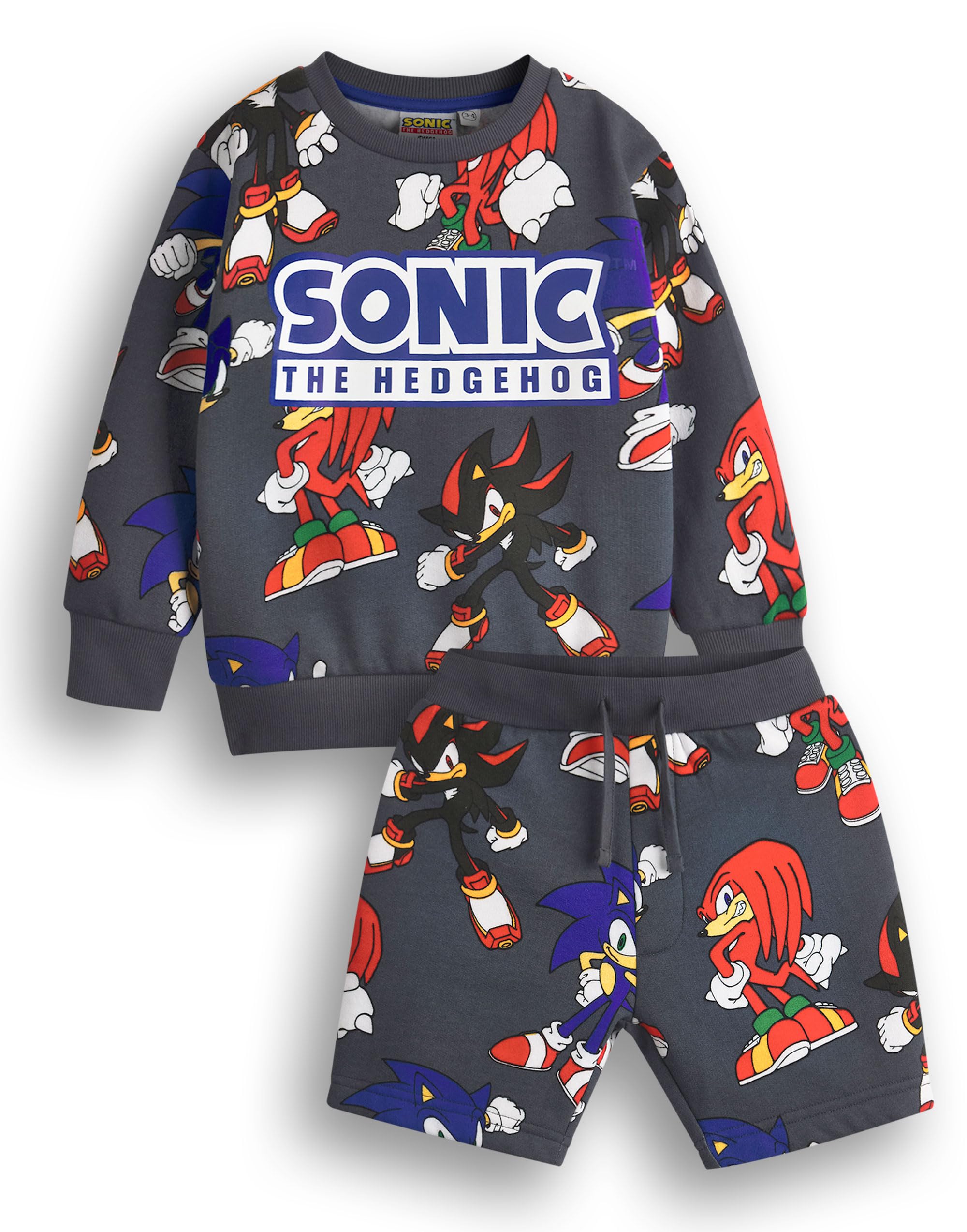 Sonic The Hedgehog Zestaw bluz i spodenek chłopięcych | Dziecięcy sweter z graficznym nadrukiem na całej powierzchni i dopasowanymi spodniami | Strój odzieżowy Shadow Knuckles dla graczy