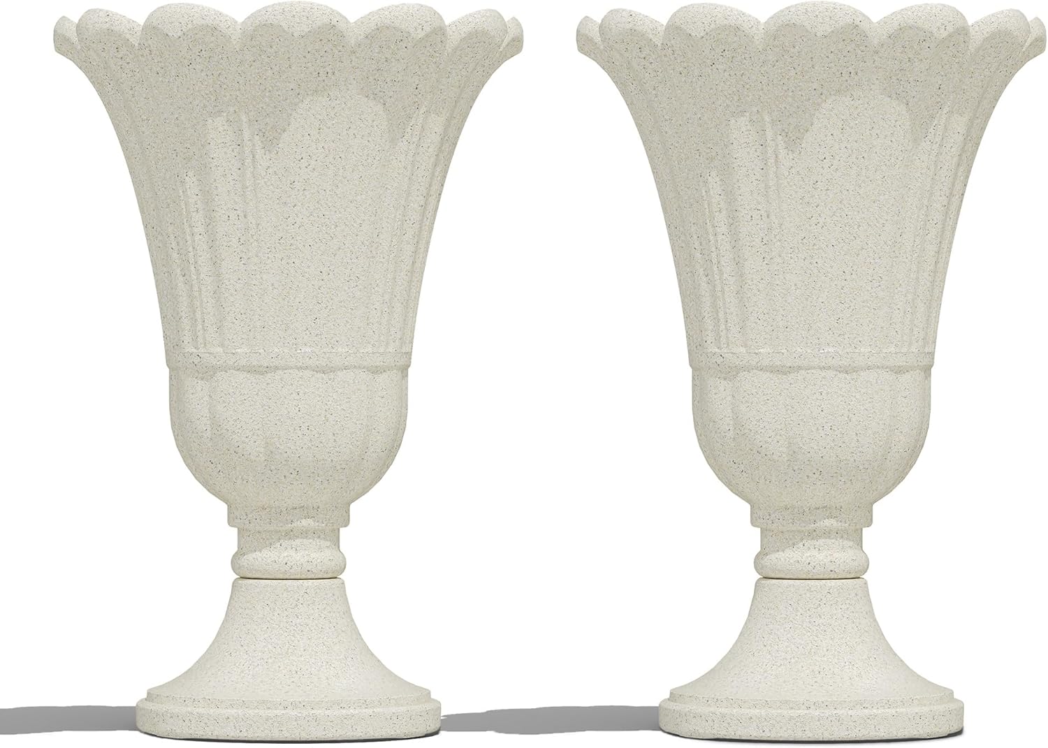 23" Tall Planters for Outdoor Plants Set of 2, Planter with Drainage Holes and Petal Design, Large Outdoor Planters for Porch, Garden, Indoor, Beige
