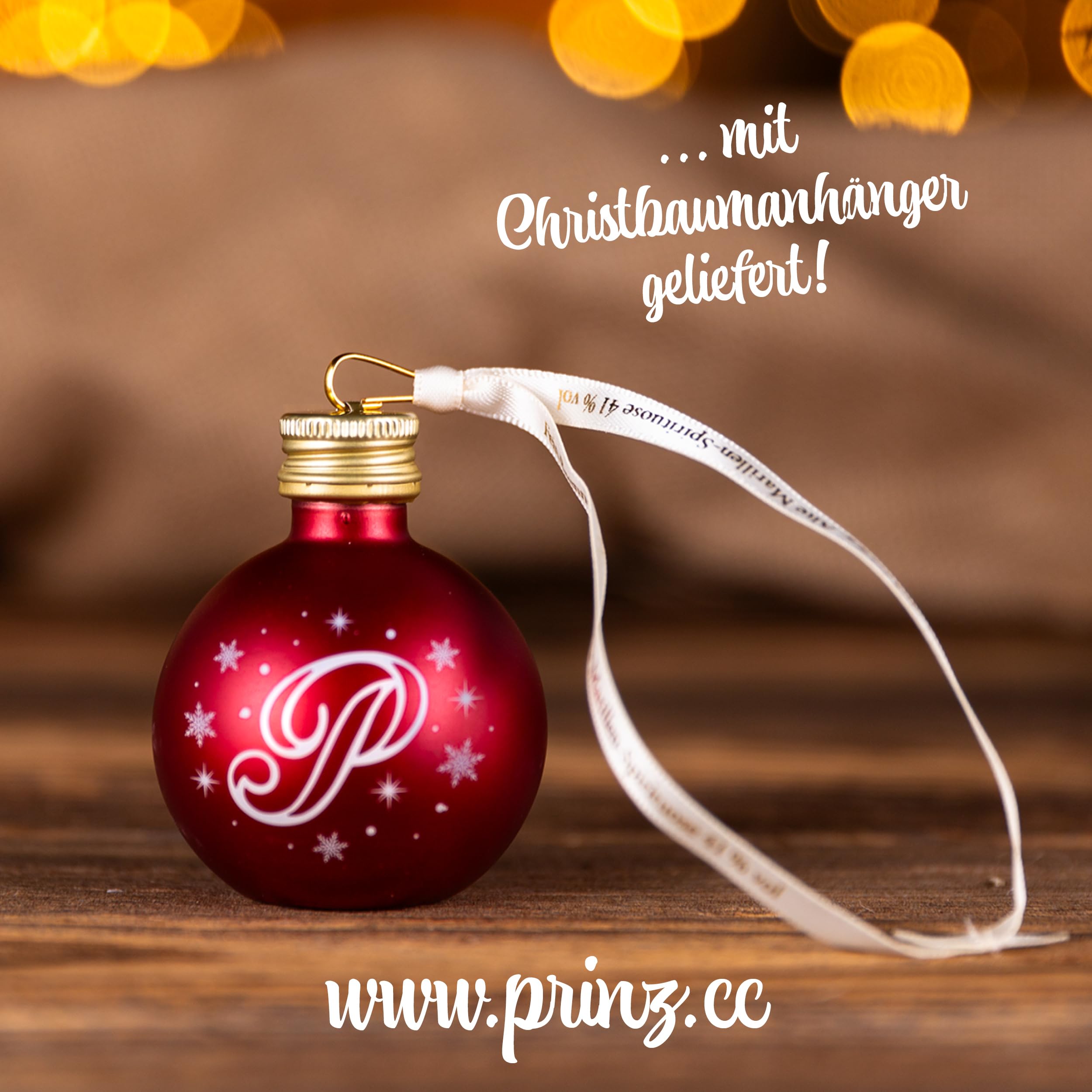 Prinz 3er Box Christbaumkugeln | Gefüllt mit edlem Schnaps & Likör | Weihnachtsdeko & Geschenkidee mit Alkohol | Originelle Schnapskugeln zum Aufhängen (3er Box Rot)